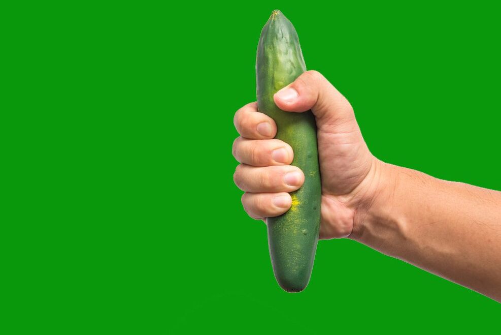 eskuan pepino batek zakilaren loditzea sinbolizatzen du